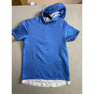 Boston Traders Kids Blue Heather Short Sleeve Layered Hoodie L 14/16 1261129